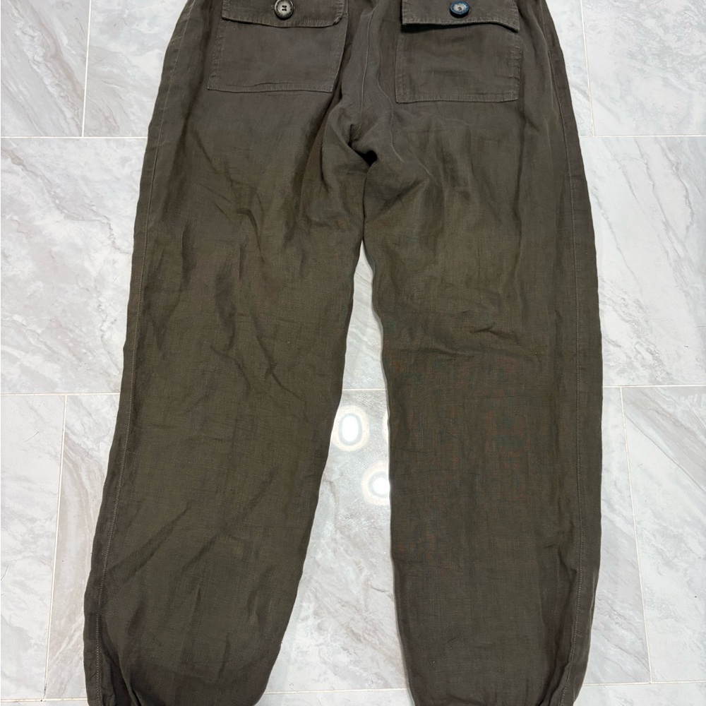 Hard Tail Linen Joggers Olive Moss Boho Coastal Lounge Small - Picture 2 of 8